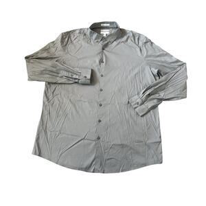 Calibrate Solid Gray Slim Fit Button-Down Mens Size 2XLT Big & Tall